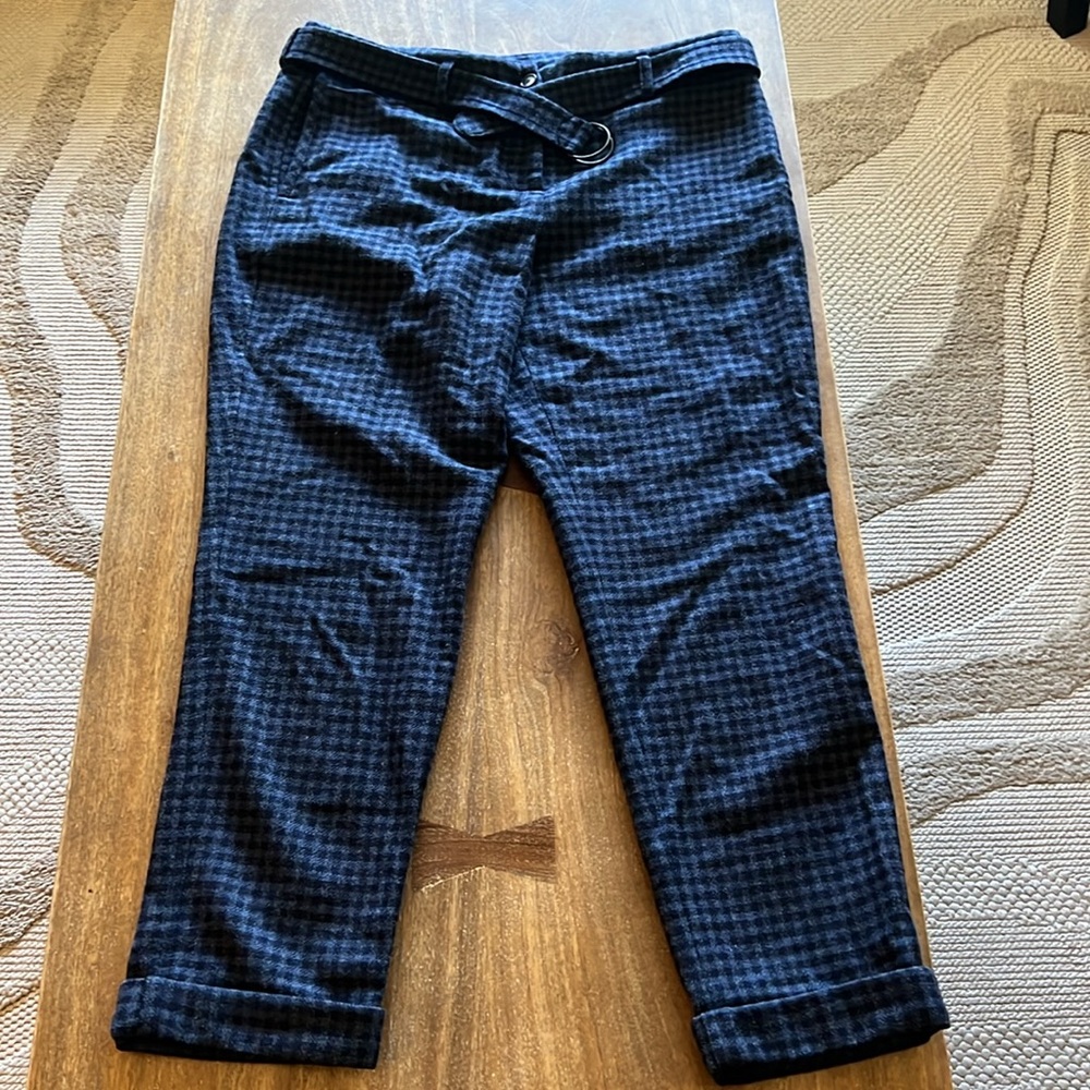 Akris Punto Women's Wool Straight Leg Blue Checkered Pants - 8